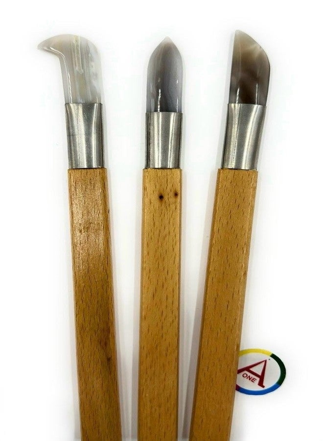 Aone Agate Burnishers 8.5" Set of 3 Shapes- Hockey, Straight & Curved Edge for Burnishing & Bezel Setting in Metal Clay, Gold/Silver Foil or Keum-Boo Application, Crafts DIY - Image 4